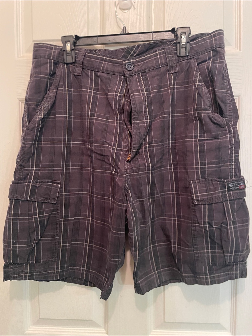 Wrangler Plaid Cargo Shorts - Charcoal Gray